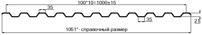 Фото: Профнастил оцинкованный С21 х 1000 (ОЦ-01-БЦ-0.4) в Серпухове