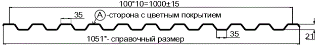 Фото: Профнастил С21 х 1000 - A (ПЭ-01-1015-0.45) в Серпухове