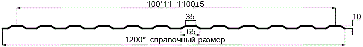 Фото: Профнастил оцинкованный МП10 х 1100 (ОЦ-01-БЦ-0.55) в Серпухове