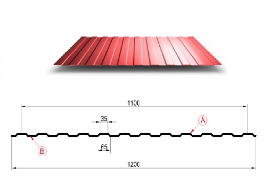 Профнастил МП10 х 1100 - A (ECOSTEEL-01-Кирпич-0.5) в Серпухове