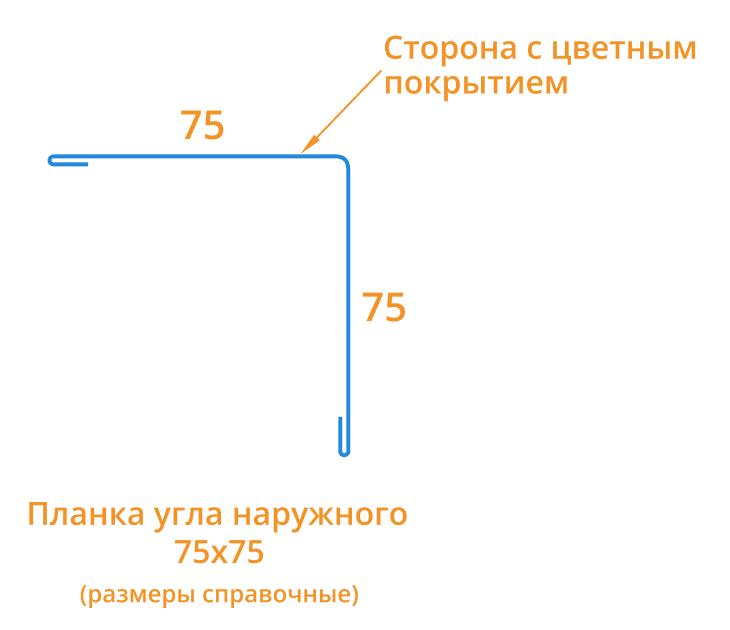 Планка угла наружного 75х75х3000 (ПЭ-01-1014-0.45) в Серпухове