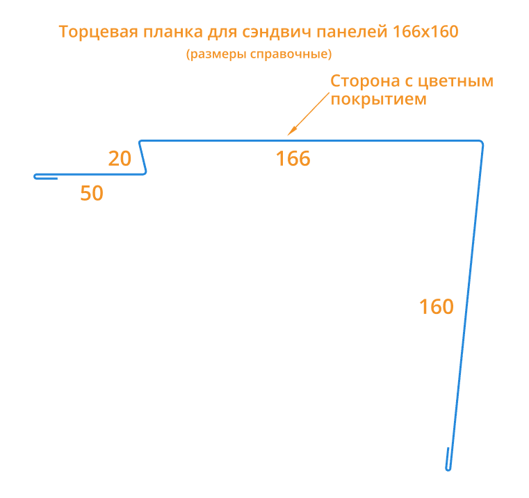 Торцевая планка для сэндвич панелей 166х160х2000 Фасонное изделие (ПЭ-01-9006-0.45) в Серпухове