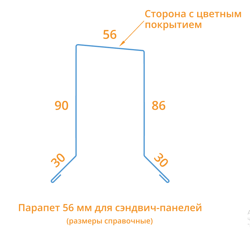 Парапет для сэндвич панелей 56х2000 Фасонное изделие (ПЭ-01-9006-0.45) в Серпухове