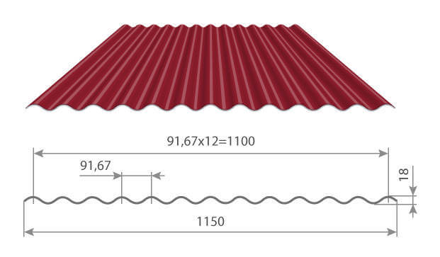 Профнастил МП18 х 1100 - A (ECOSTEEL_T-12-Золотой Орех-0,45) в Серпухове