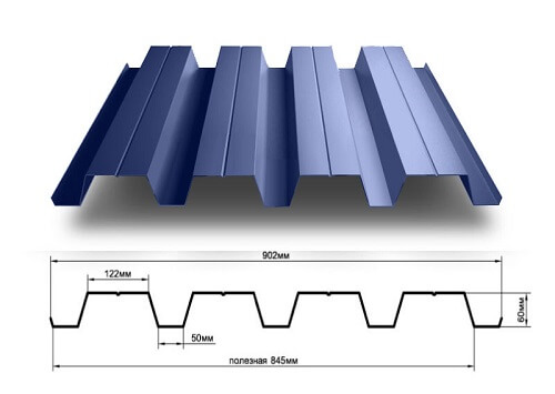 Профнастил Н60 х 845 - A (PURMAN-20-6005-0.5) в Серпухове