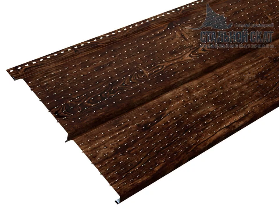 Фото: Софит перфор. Lбрус-XL-14х335 (ECOSTEEL_MA-01-Бразил. Вишня-0.5) в Серпухове