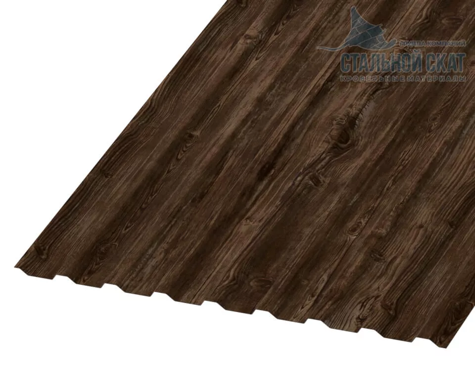 Фото: Профнастил МП20 х 1100 - B (ECOSTEEL_MA-01-Мореный дуб-0.5) в Серпухове