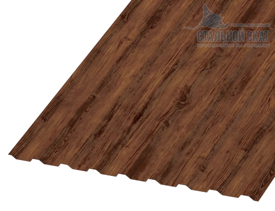 Фото: Профнастил МП20 х 1100 - B (ECOSTEEL-01-Мореный дуб-0.5) в Серпухове