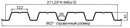 Фото: Профнастил оцинкованный Н60 х 845 (ОЦ-01-БЦ-0.65) в Серпухове