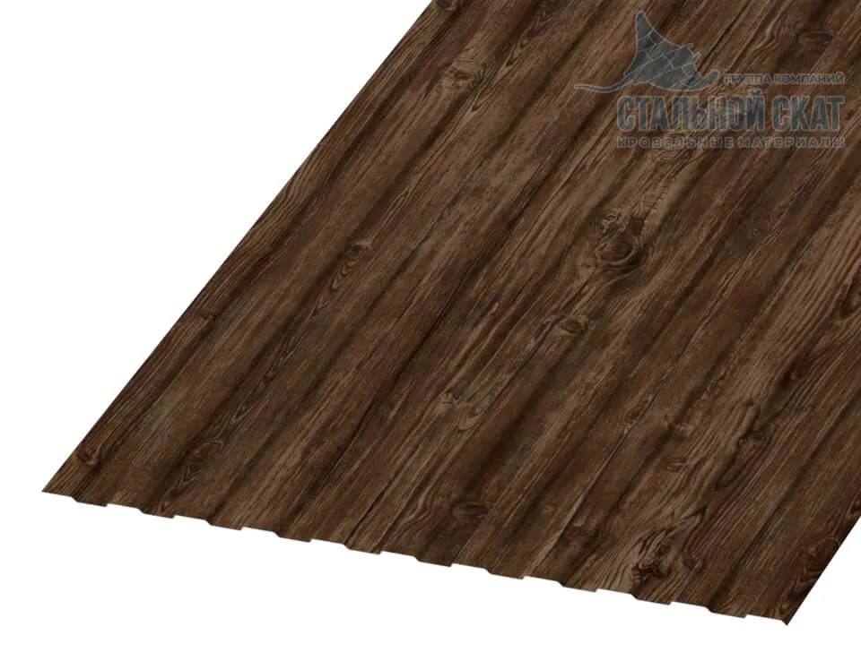 Профнастил С8 х 1150 - A (ECOSTEEL_MA_Д-01-Мореный дуб-0.5) в Серпухове