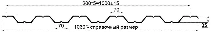 Фото: Профнастил оцинкованный НС35 х 1000 (ОЦ-01-БЦ-0.7) в Серпухове