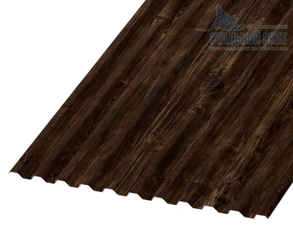 Фото: Профнастил С21 х 1000 - A (ECOSTEEL_MA_Д-12-Античный Дуб-0.45) в Серпухове