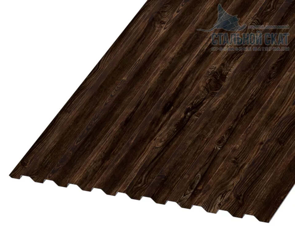 Фото: Профнастил С21 х 1000 - B (ECOSTEEL_MA_Д-12-Античный Дуб-0.45) в Серпухове