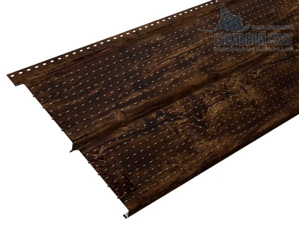 Фото: Софит перфор. Lбрус-XL-14х335 (ECOSTEEL_MA-12-Античный Дуб-0.45) в Серпухове