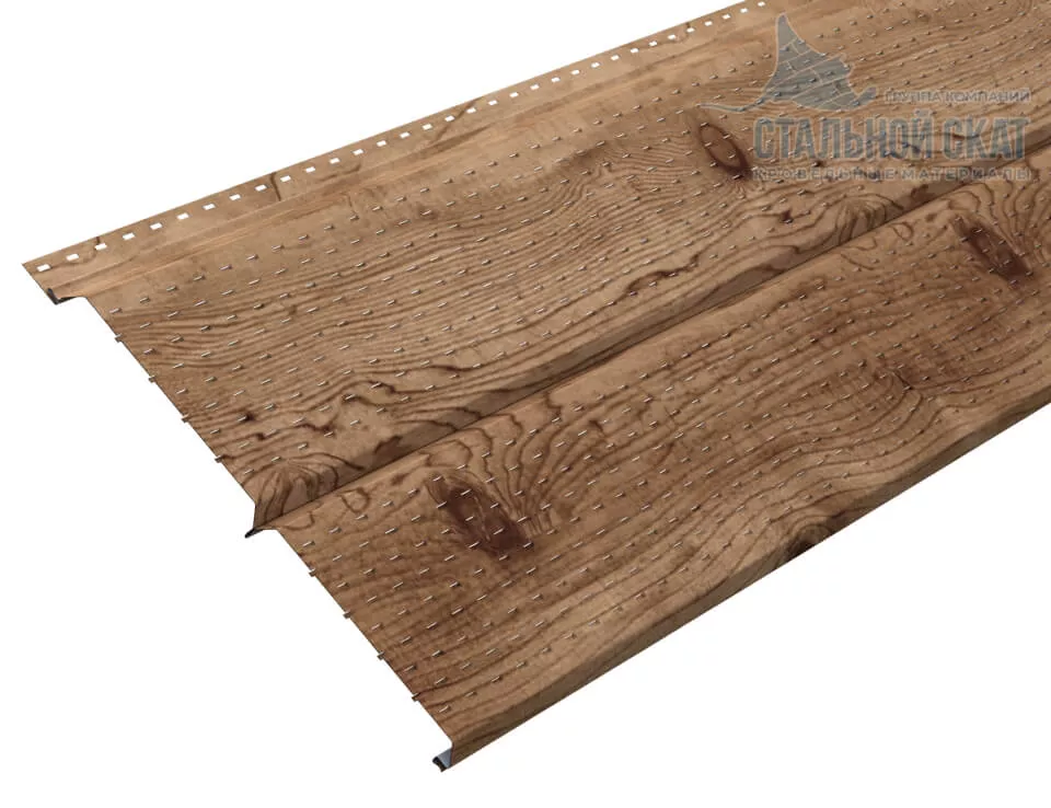 Софит перфор. Lбрус-XL-14х335 (ECOSTEEL_T-12-Золотой Орех-0.45) в Серпухове
