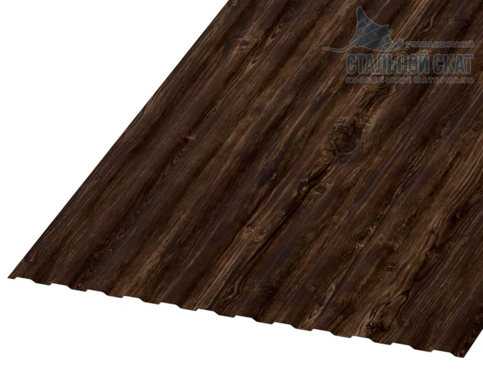 Фото: Профнастил МП10 х 1100 - A (ECOSTEEL_MA_Д-12-Античный Дуб-0.45) в Серпухове