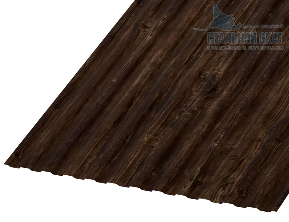 Фото: Профнастил МП10 х 1100 - B (ECOSTEEL_MA_Д-12-Античный Дуб-0.45) в Серпухове