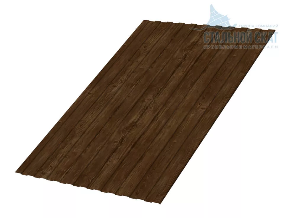 Фото: Профнастил С8 х 1150 - B (ECOSTEEL_MA_Д-01-Мореный дуб-0.5) в Серпухове