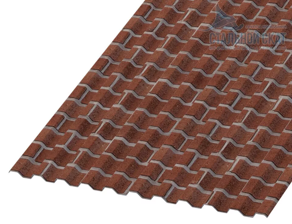 Фото: Профнастил С21 х 1000 - A (ECOSTEEL-01-Кирпич-0.5) в Серпухове