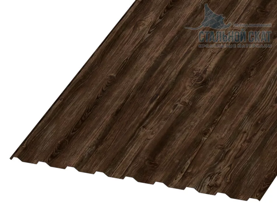 Профнастил МП20 х 1100 - R (ECOSTEEL_MA_Д-01-МореныйДуб-0.5) в Серпухове