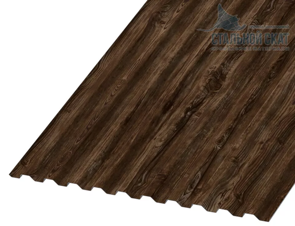 Профнастил С21 х 1000 - B (ECOSTEEL_MA_Д-01-МореныйДуб-0.5) в Серпухове