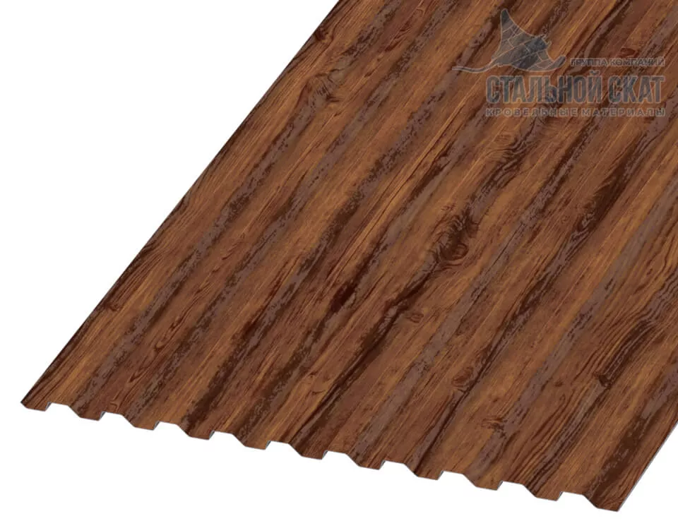 Фото: Профнастил С21 х 1000 - B (ECOSTEEL_MA-01-Мореный дуб-0.5) в Серпухове