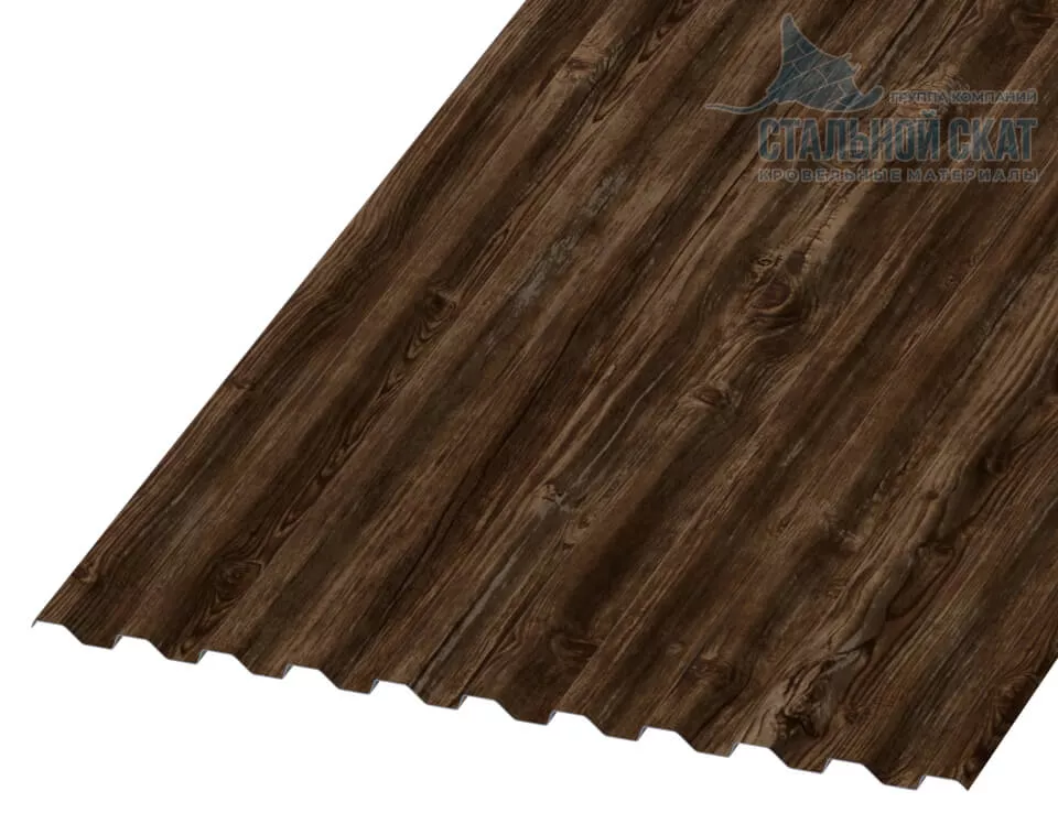 Профнастил С21 х 1000 - A (ECOSTEEL_MA_Д-01-МореныйДуб-0.5) в Серпухове