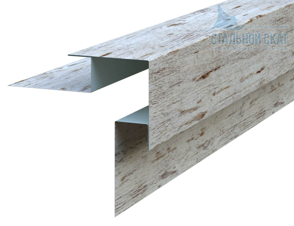 Планка угла наружного сложного Woodstock 75х75х3000 (ECOSTEEL_MA-01-Беленый Дуб-0.5)