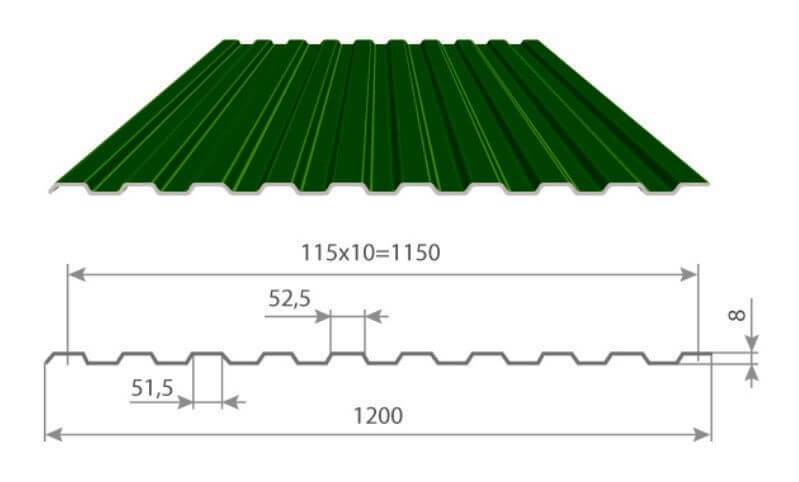 Профнастил С8 х 1150 - B (ECOSTEEL_T-01-Сосна-0.5)