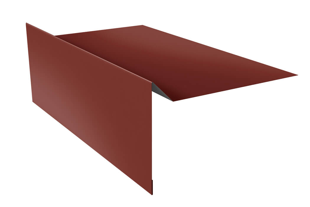 Планка ветровая для мягкой кровли простая 100х20х100 0,5 Satin с пленкой RAL 3009 оксидно-красный (2